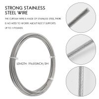 Wall Mount Curtain Wire Rod Set for Art Display - Stainless Steel Photo Hanging Wire Clothesline Wire Window Curtain Tension Wire Multi- Crafts (5 Meter)