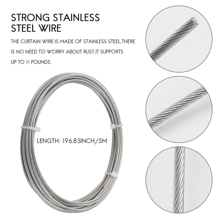 wall-mount-curtain-wire-rod-set-for-art-display-stainless-steel-photo-hanging-wire-clothesline-wire-window-curtain-tension-wire-multi-purpose-crafts-5-meter