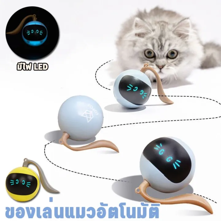 BHQ PET COD ของเล่นแมว ลูกบอลแมว วิ่งเองอัตโนมัติ มีไฟ LED ของเล่นแมวอัตโนมัติ ล่อแมว หมุนได้ 360 องศา สมาร์ทไฟฟ้า
