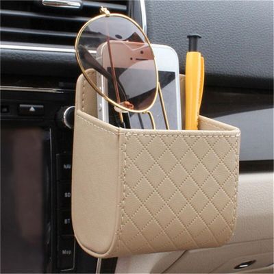 Car Organizer Storage Bag Outlet Vent Seat Back Tidy Storage Box PU Leather Coin Bag Hanging Holder Car Accessories