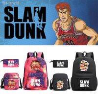 Slam Dunk กระเป๋านักเรียนสามชิ้นอะนิเมะเส้นทางดอกไม้นักเรียนชายและหญิงกระเป๋าพักผ่อนพิมพ์กระเป๋าเป้สะพายหลังความจุขนาดใหญ่