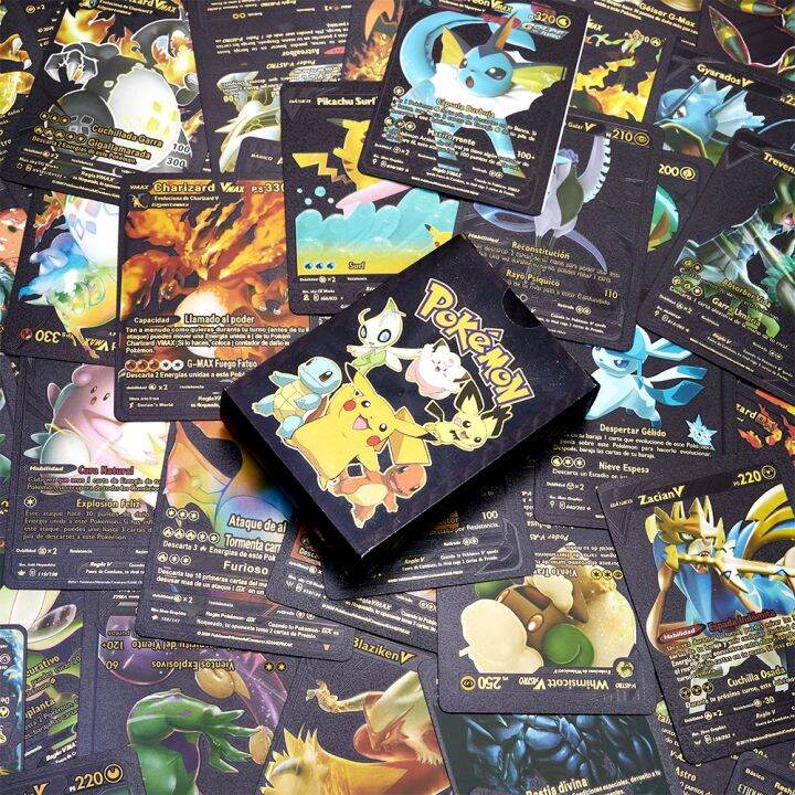 บัตรสีทองโปเกมอนฝรั่งเศส-สเปน-อังกฤษการ์ด-gx-โลหะคอลเลกชันเกม-pikachu-charizard-golden-v-vmax-สัตว์เลี้ยงสไปรต์การ์ดพร้อม-stockjssdv9ec82