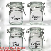 Set of 4 Jar Canister Labels Vinyl Stickers Decal - Flour Tea Sugar Coffee Kitchen Swash Adhesives Tape