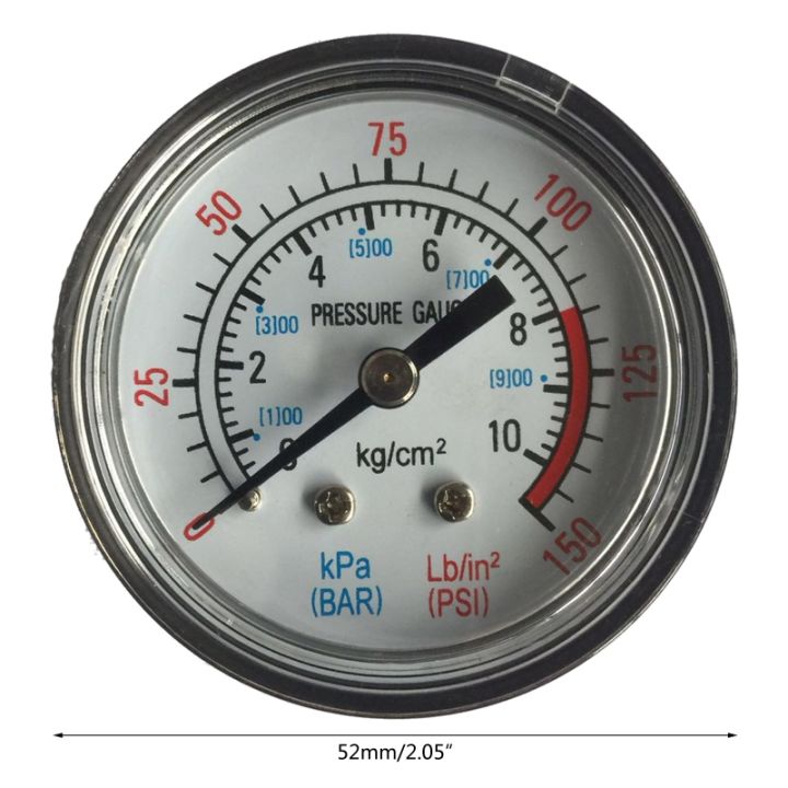 0-150-psi-0-10bar-เครื่องอัดอากาศนิวเมติกไฮดรอลิกของเหลวเครื่องวัดความดันขนาดเล็กรอบสไตล์8x1สกรูเกลียวทนทาน