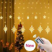 （roast chicken）2.5M LED Star Curtain Light Fairy String Lights Christmas Garland Outdoor For Home 2022 New Year Outdoor Wedding Home Decoation