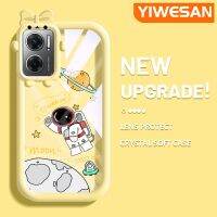 YIWESAN เคสสำหรับ Xiaomi Redmi 10 5G Redmi Note 11E 5G Redmi 11 Prime 5G เคสการ์ตูนสเปซมูนมอนสเตอร์น้อยมีโบว์ฝาครอบป้องกันนิ่มกันกระแทกกันรอยขีดข่วนเคสโทรศัพท์โปร่งใส TPU ซิลิกาเจลเลนส์กล้องถ่ายรูป