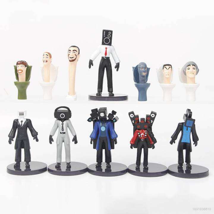 12pcs Skibidi Toilet Action Figure Titan Tv Man Speakerman Monitor Man Camera Man Model Dolls 8944