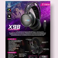 หูฟังเกมมิ่ง Usb Virtual 7.1 Gaming Headphone Nubwo X98 ดำ ชมพู