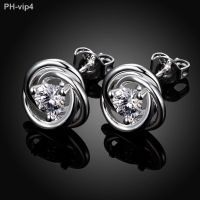 New promotion fashion Silver color jewelry female charm creative personality pattern zircon crystal stud earrings E010