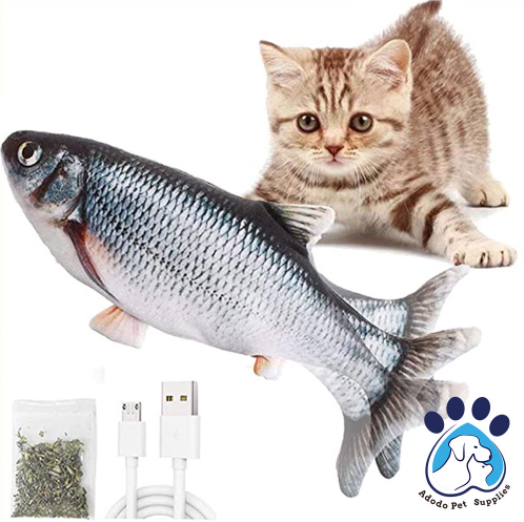 Adodo pets Floppy Fish Cat Toy, Flopping Cat Kicker Fish Toys, USB