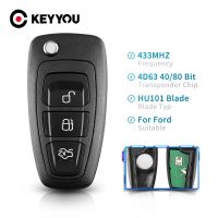 【♘COD Free Cas♘】 qiukekang81481 Keyyou อะไหล่3ปุ่มรีโมทพลิกพับได้ปุ่มควบคุมสำหรับเคสฟอร์ดโฟกัส Fiesta Fob พร้อมใบมีด Hu101ขอ