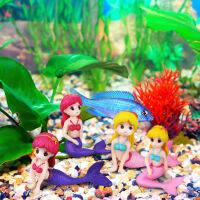 Leetshop 4 ชิ้น Miniature Mermaid Futurines Mini Mermaid รูปปั้นพิพิธภัณฑ์สัตว์น้ำเครื่องประดับปลาเครื่องประดับ