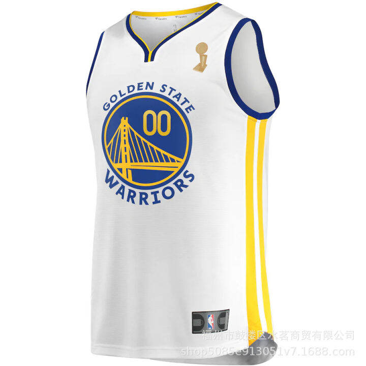 เสื้อเจอร์ซีย์บาสเก็ตบอล-nba-22-23-golden-state-ผู้ชายลายนักรบคลั่งเข้ารอบชิงชนะเลิศสีขาว