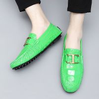 Designer Men Loafers ของแท้หนังขับรถ Loafer รองเท้าขนาดใหญ่36-48ชายรองเท้าแตะ Slip On Luxury Loafers รองเท้าสีเขียว