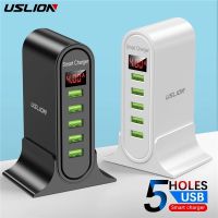 USLION 5เครื่องชาร์จพอร์ต USB สำหรับจอแสดงผลแอลอีดีแท่นชาร์จ USB หลากหลายบ้านติดกำแพงแบบยุโรปสำหรับปลั๊กอังกฤษอเมริกา