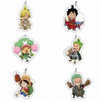 DCFVD พวงกุญแจลูฟี่อะคริลิคมีขอบคู่พวงกุญแจรถโคมไฟอะคริลิก Zoro Luffy ลูฟี่พวงกุญแจโซโรเซนจิ Kado Ulang Tahun