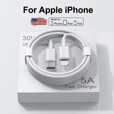 For Apple Original USB-C Lightning Charger Cable For iPhone 14 13 12 11 Pro Max Mini PD 30W 20W Fast Charging 6 7 8 Plus X XS XR Cables  Converters