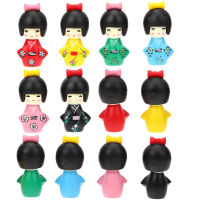 Leetshop 12pcs การ์ตูนญี่ปุ่นตุ๊กตาสาวตุ๊กตาตุ๊กตาญี่ปุ่นตุ๊กตาชุดกิโมโนตุ๊กตาชุดกิโมโนแบบดั้งเดิม