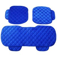 1 sets of 3pcs Vehicle Front Rear Seat Cover Silk Velvet Protective Mat Decor Universal Royal blue