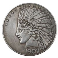 งานฝีมือ 1907 อินเดีย Silver Dollar Silver Dollar เหรียญที่ระลึกเหรียญตกแต่งบ้านของขวัญสะสมท้าทายเหรียญ-SYU STORE