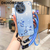 DKHORSING 2023 Realme เคสโทรศัพท์กากเพชรหรูหรา11 NFC 10T 10 Pro 11Pro + การไล่ระดับสีปลอกอ่อนกุหลาบนิรันดร์ Realme11 4G 5G เคสซิลิโคนกันกระแทกเคลือบอิเล็คโทรเพลท11Pro Realme พร้อมสายคาดที่คล้อง