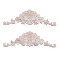 2X Rubber Wood Carved Applique Retro Furniture Craft Decor 38 x 15 x 1.2cm