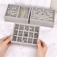 Soft Velvet Stackable Jewelry Tray Case Jewelry Display Storage Box Portable Ring Earrings Necklace Organizer Box Jewelry Holder