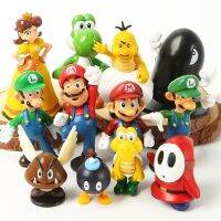 ✉XULONGBIN 12ชิ้น/เซ็ตเกม Nintendo ญี่ปุ่นซูเปอร์มาริโอบรอส Luigi Yoshi เดซี่ Koopa Troopa Goba ตุ๊กตาหนุ่มขี้อายบิลของเล่นฟิกเกอร์โมเดลตุ๊กตาพีวีซี