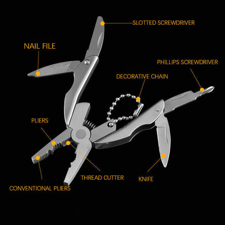 2022ใหม่แบบพกพามัลติฟังก์ชั่พับคีมสแตนเลสพับมีดพวงกุญแจไขควงตั้งแคมป์อยู่รอดกลางแจ้งเครื่องมือ