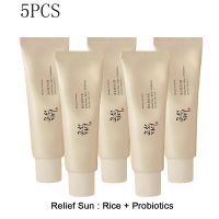 5PCS BEAUTY OF JOSEON RELIEF SUNSCREEN RICE + PROBIOTICS SPF50+ PA++++ 50ML RELIEF SUN LIGHTWEIGHT AND CREAMY ORGANIC SUNSCREEN