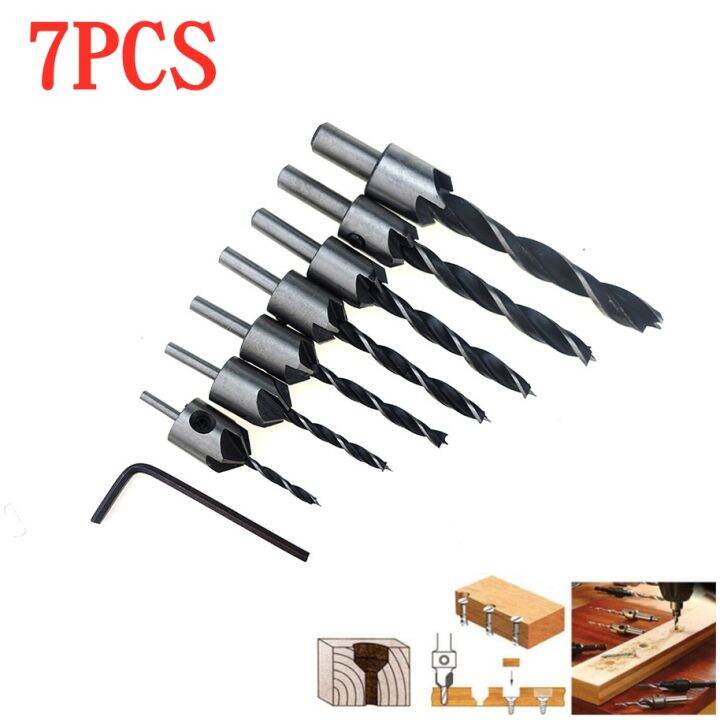7Pcs HSS 5 Flute Countersink Drill Bit Set Screw Tool 3mm - 10mm ...