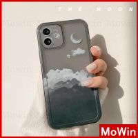 BOUND （in stock）Mowin - เข้ากันได้สำหรับ เคสไอโฟน เข้ากันได้สำหรับ เคส iPhone เคสซิลิโคนนุ่มคุณภาพสูง TPU เคสใสขอบสี่เหลี่ยมเต็มรูปแบบการป้องกันกล้องกันกระแทกโปร่งแสงเมฆสีดำดวงจันทร์สไตล์เรียบง่ายสำหรับ iPhone 13 Pro Max 12 Pro Max 11 Pro Max 7 Plus XR X