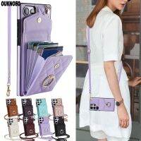 เคสโทรศัพท์หนังสำหรับ Samsung Galaxy S23อัลตร้า S22บวก S21 S20 FE Note 10 20พาดลำตัวแฟชั่นวงแหวนสายคล้องกระเป๋าสตางค์เป็นพิเศษ