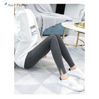 HuaX Women Warm Leggings Winter Fleece Lined Tight Pantyhose Slim Fit Large Size Elastic Solid Color Cropped Pants