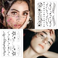 Black Creative Waterproof Temporary Tattoo Star Flower Butterfly Body Art Beauty Face Tattoo Makeup Sticker for Women