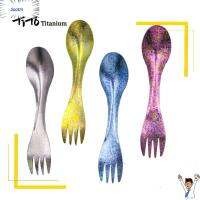 SOOTM 9 สไตล์ เครื่องประดับ แบบพกพา ช้อนส้อมปิคนิค เครื่องครัวกลางแจ้ง TiTo Titanium Spork Camping Traval