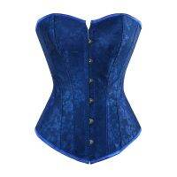 Blue รัดตัว Top Bustier เสื้อชั้นในดันทรงเซ็กซี่ดอกไม้ Vintage ฮาโลวีนชุดขนาดใหญ่สีแดงสีขาวเจ้าสาวงานแต่งงานฮาโลวีน