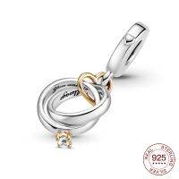 925 silver charm Two-tone Wedding Rings Dangle Charm pendant Fit Original PAND0RA Necklace for women fashion jewelry gift