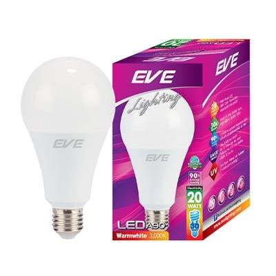 "ถูกชัวร์"หลอดไฟ LED 20 วัตต์ Warm White EVE LIGHTING รุ่น A90 E27*ส่งด่วนทุกวัน*