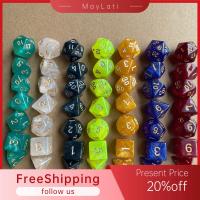 MAYLATI 7Pcs/set D12 D20 7-Die สำหรับ TRPG DND ลูกเต๋าหลายด้าน ลูกเต๋าเกม เกมตาราง ลูกเต๋า DND