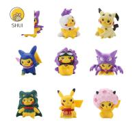 SHUI70300โมเดลตุ๊กตาแอคชั่น Pikachu ลายตุ๊กตาอนิเมะเลือดยอดนิยม9ชิ้น/เซ็ตเครื่องประดับรูปแกะสลักของเล่นโมเดลรูปสัตว์