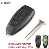 Keyyou ชิป4d83 434/433Mhz กุญแจรถยนต์ปุ่มกด Kr55wk48801ปุ่มควบคุมระยะไกลสำหรับ Ford Focus C-Max Mondeo Kuga Fiesta B-Max