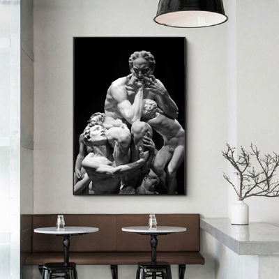 Classic Figure Sculpture Art Posters And Prints Black and White Wall Art Canvas Paintings Pictures Living Room Home Decoration