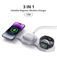 ✲☼☎ Bonola Magnetic 3 in 1 Wireless Charger Foldable for iPhone 13 14 12 Pro Max Portable Wireless Charger for Apple Watch/AirPods 3