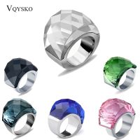 Wholesale Stainless Steel Wedding Ring Jewelry Supplies Fashion Big Stone Rings for Women Costume Accessories