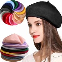 Vintage หมวก Beret ฝรั่งเศสสำหรับผู้หญิงฤดูใบไม้ร่วงฤดูหนาวกลางแจ้ง Berets Street สไตล์หมวกขนสัตว์ สาว Beanie หมวกหมวก