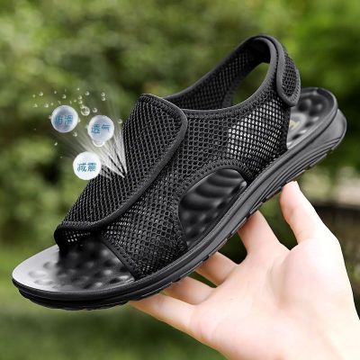 【Hot Sale】 Korean version of beach shoes soft bottom mens hollow breathable hole all-match comfortable non-slip wear-resistant sandals men