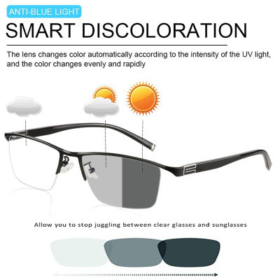 WEARKAPER Transition Sun Photochromic Discolor Gray Tinted Sun Readers Reading Glasses Men With Diopter glasses 1.0-3.5