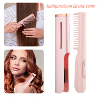 Electric Hair Straightener Brush Comb 2 In 1 Heating Smoothing Brush Hair Straightener Curler Anti-Scalding Heating Hair Styler