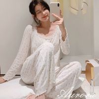 QWEEK Kawaii Pajama Summer Suit for Women Two Piece Set Summer Small Floral Lace Edge Pyjamas Sleepwear Pijamas Home Clothes